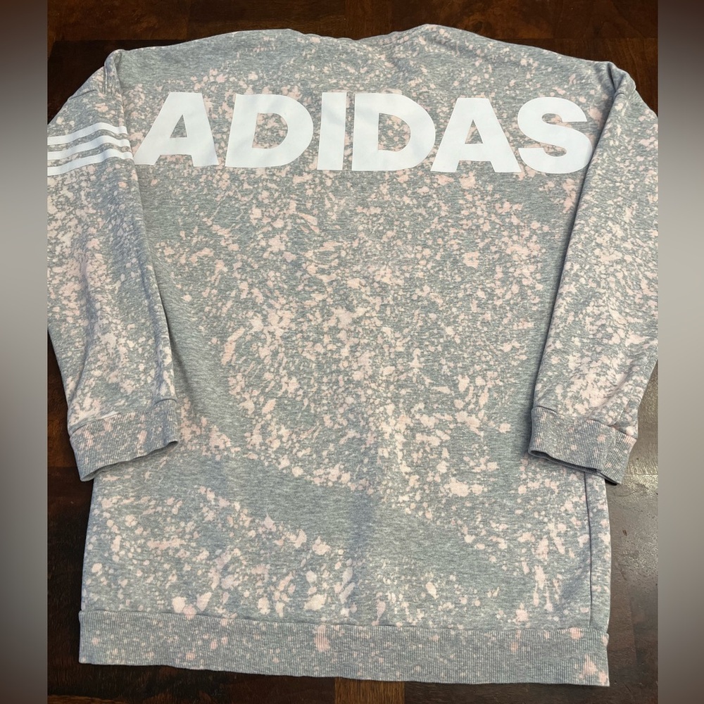 Adidas XS Gray Pink Bleached Sweatshirt Long Sleeve Crew w/ Back Logo